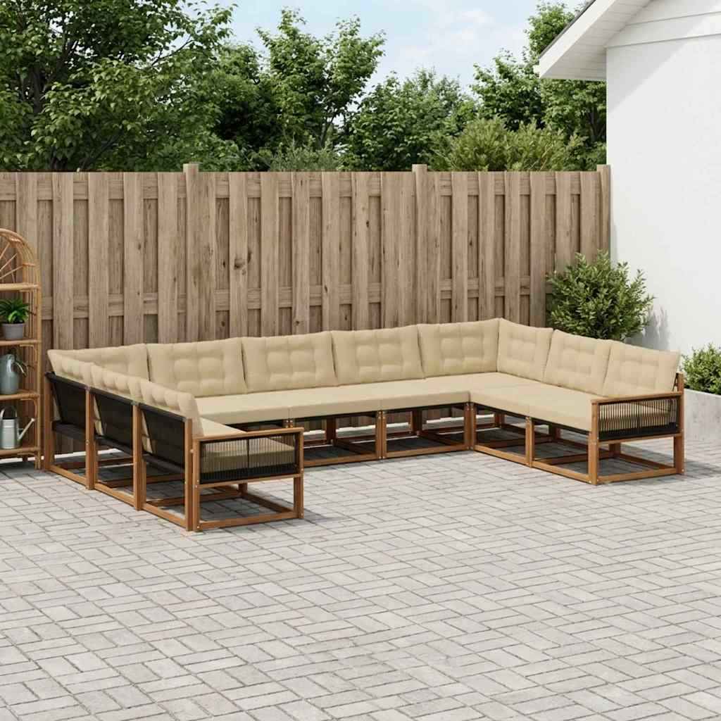 vidaXL Outdoor-Sofagarnitur mit Kissen 9 pcs Natur und Beige
