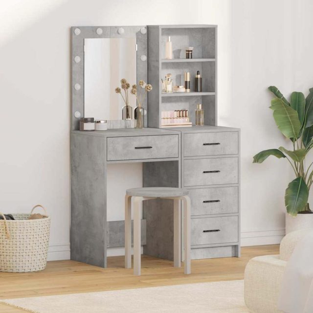 vidaXL Schminktisch 2 pcs Grau 50 x 41 x 135 cm Holzwerkstoff