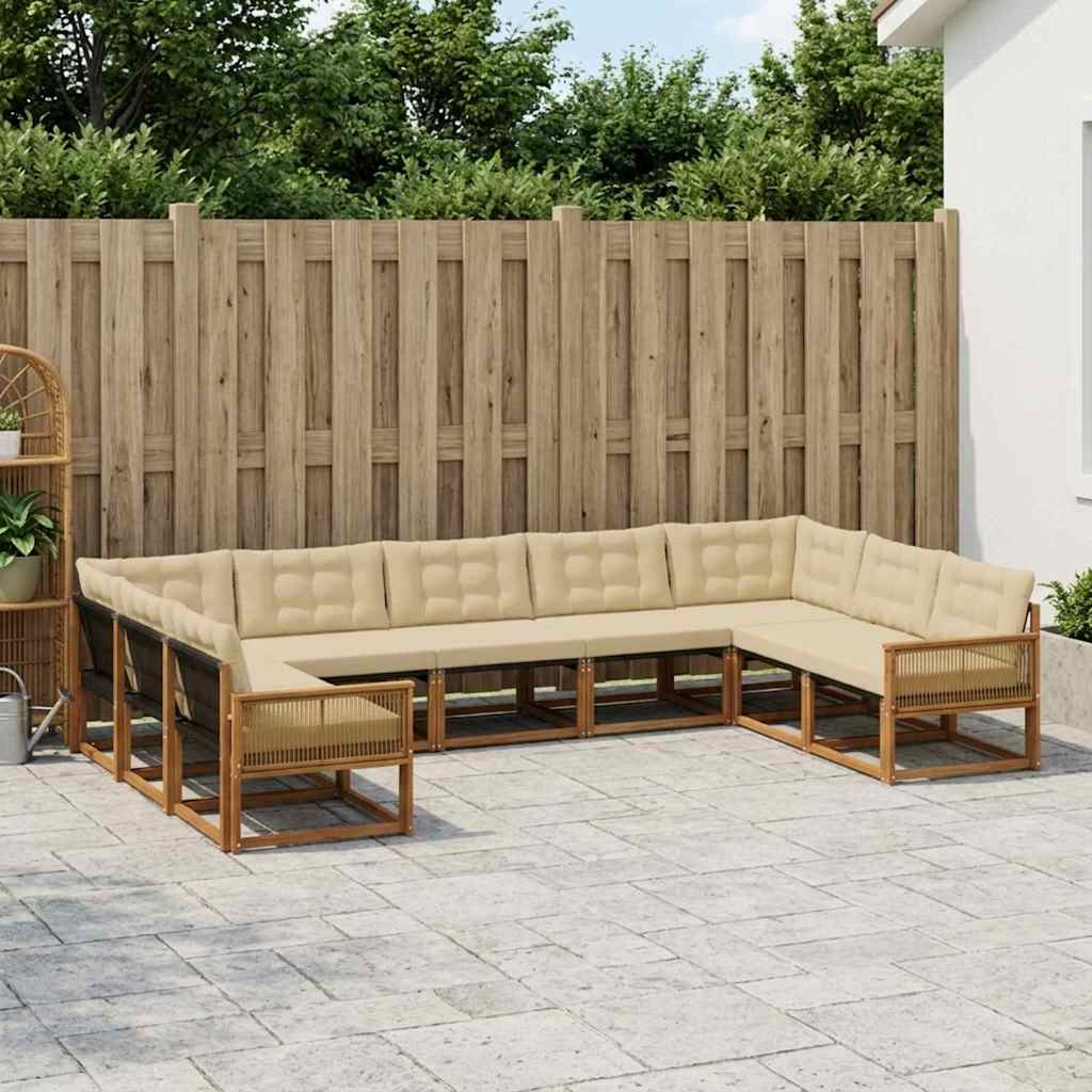 vidaXL Outdoor-Sofagarnitur mit Kissen 9 pcs Natur und Beige