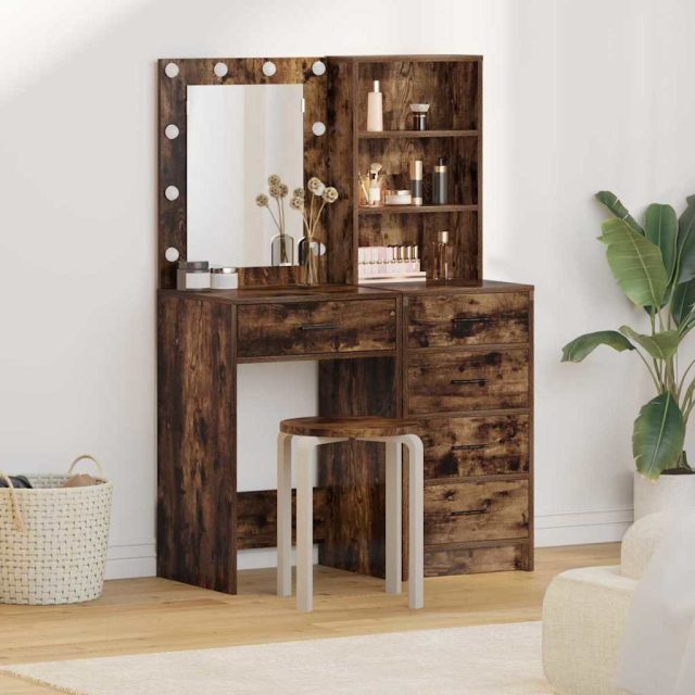 vidaXL Schminktisch 2 pcs Braun 50 x 41 x 135 cm Holzwerkstoff