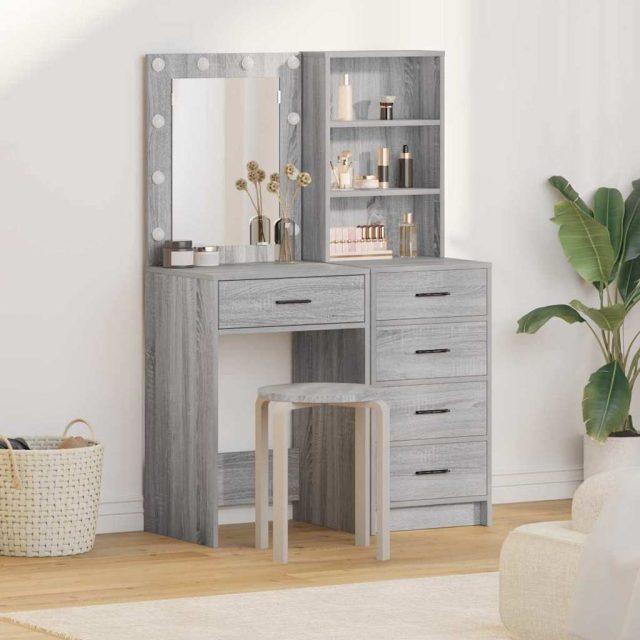 vidaXL Schminktisch 2 pcs Grau 50 x 41 x 135 cm Holzwerkstoff