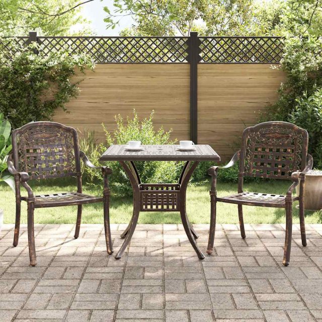 vidaXL Gartentisch Set 3 pcs Bronze Gussaluminium