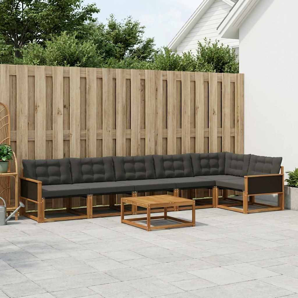 vidaXL Outdoor-Sofagarnitur mit Kissen 7 pcs Natürlich und Schwarz