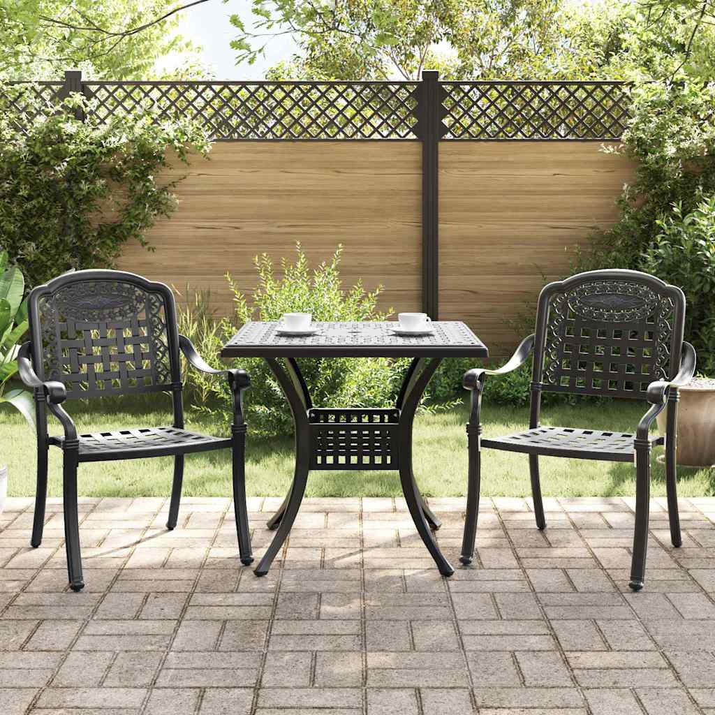 vidaXL Gartentisch Set 3 pcs Schwarz Gussaluminium