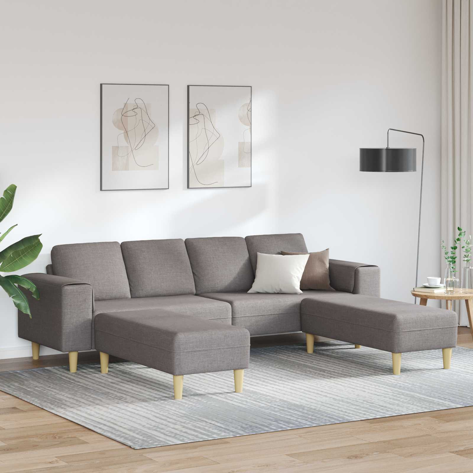 vidaXL Wohnzimmer Couch 3 pcs Taupe Polyester