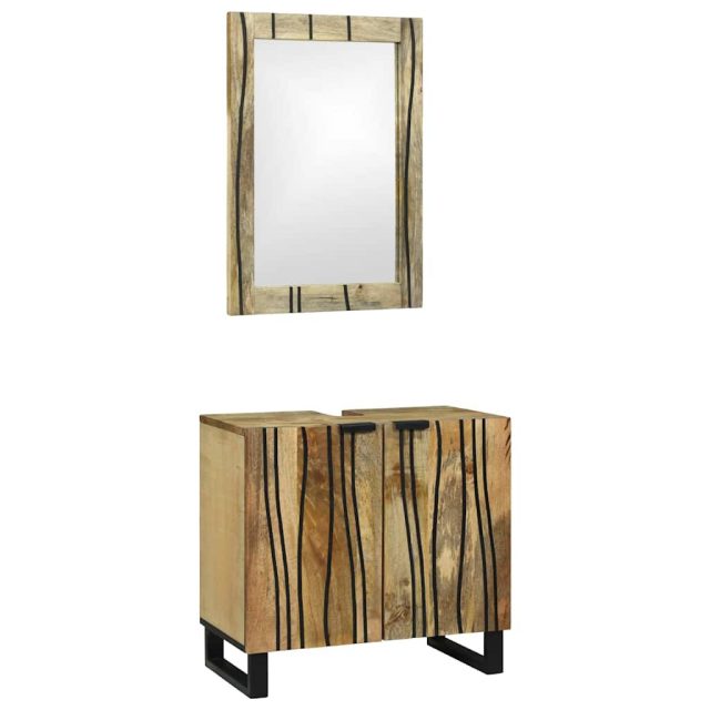 vidaXL Badezimmerschrank-Set 2 pcs Natur Massivholz Mango