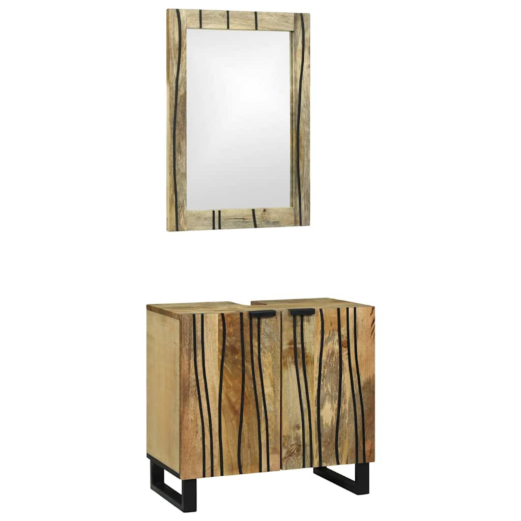 vidaXL Badezimmerschrank-Set 2 pcs Natur Massivholz Mango