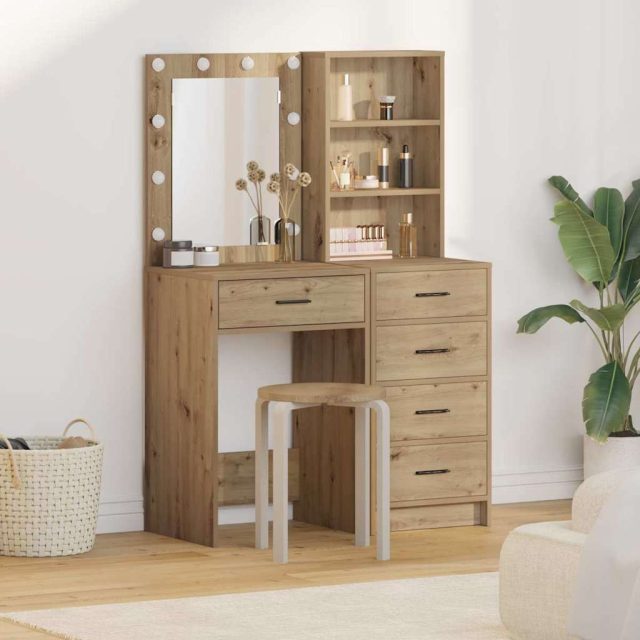 vidaXL Schminktisch 2 pcs Braun 50 x 41 x 135 cm Holzwerkstoff