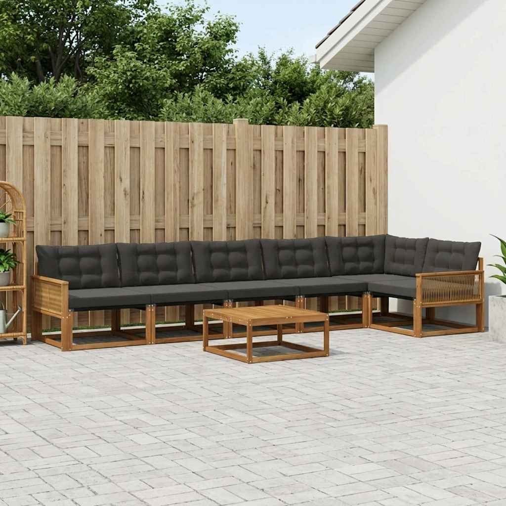 vidaXL Outdoor-Sofagarnitur mit Kissen 7 pcs Natürlich und Schwarz