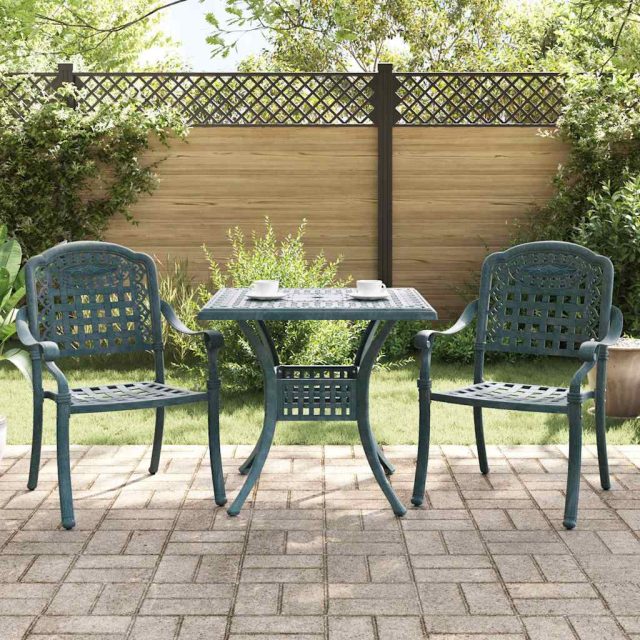 vidaXL Gartentisch Set 3 pcs Grün Gussaluminium