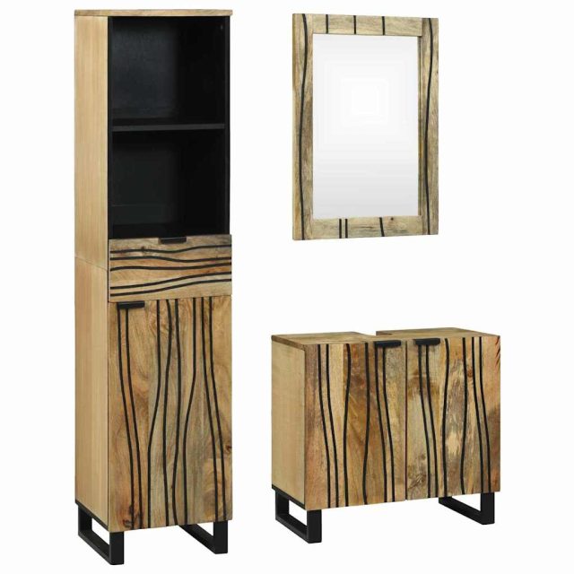 vidaXL Badezimmermöbel-Set mit Schubladen 3 pcs Braun Holzwerkstoff
