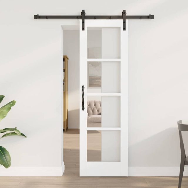 vidaXL Schiebetür ORKDAL Weiß 61 x 198,5 cm Massivholz Kiefer und Glas