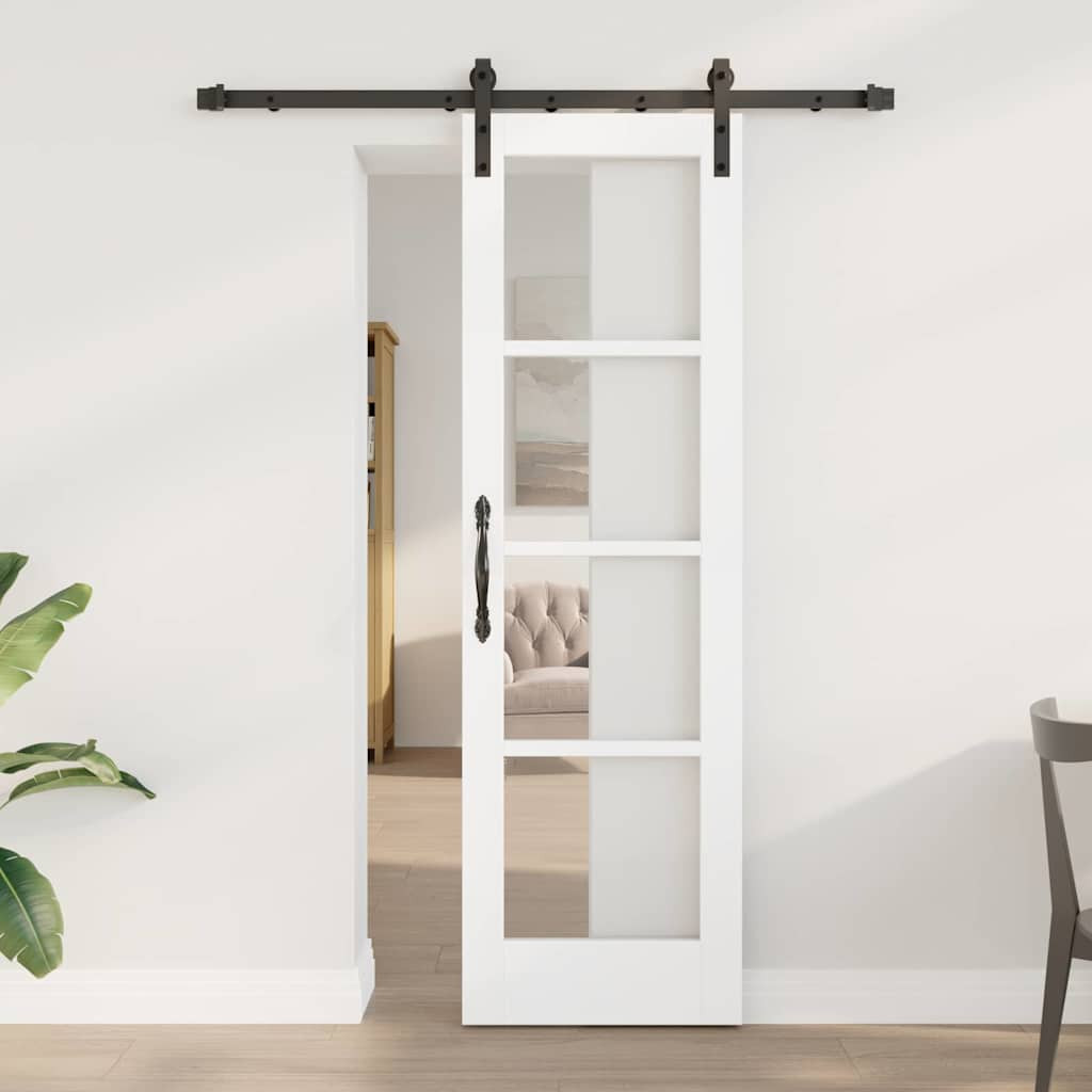 vidaXL Schiebetür ORKDAL Weiß 61 x 198,5 cm Massivholz Kiefer und Glas