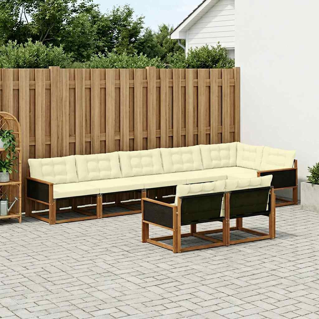 vidaXL Outdoor-Sofagarnitur mit Kissen 8 pcs Natur und Creme