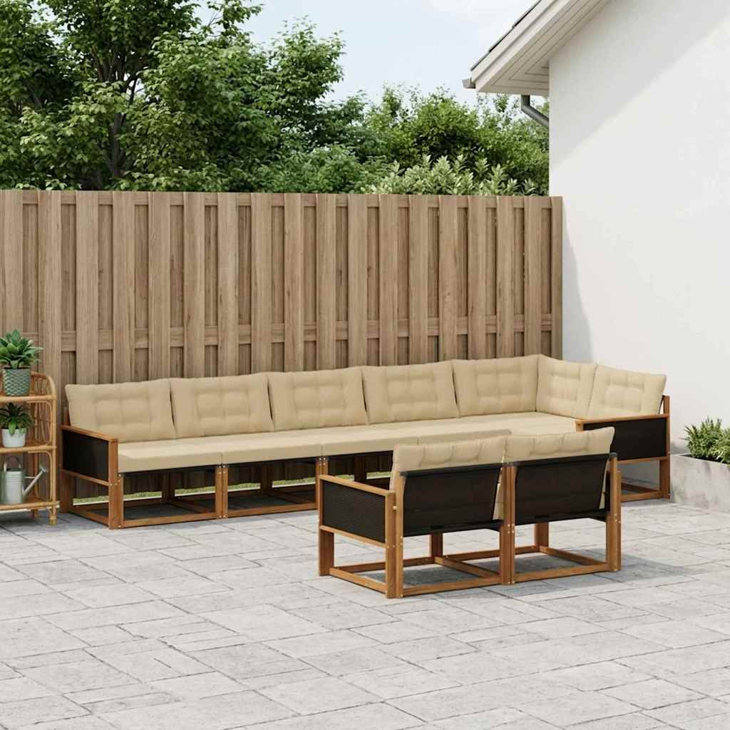 vidaXL Outdoor-Sofagarnitur mit Kissen 8 pcs Natur und Beige