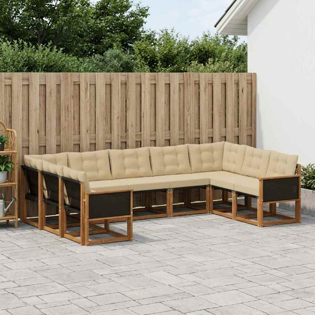 vidaXL Outdoor-Sofagarnitur mit Kissen 9 pcs Natur und Beige