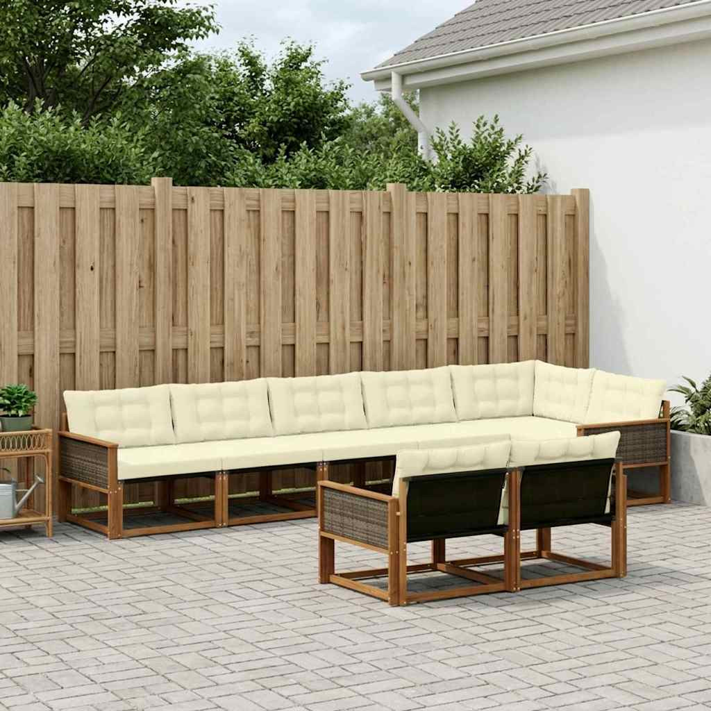 vidaXL Outdoor-Sofagarnitur mit Kissen 8 pcs Natur und Creme