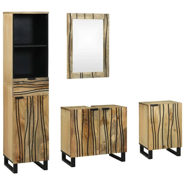 vidaXL Badezimmermöbel-Set mit Schubladen 4 pcs Braun Holzwerkstoff