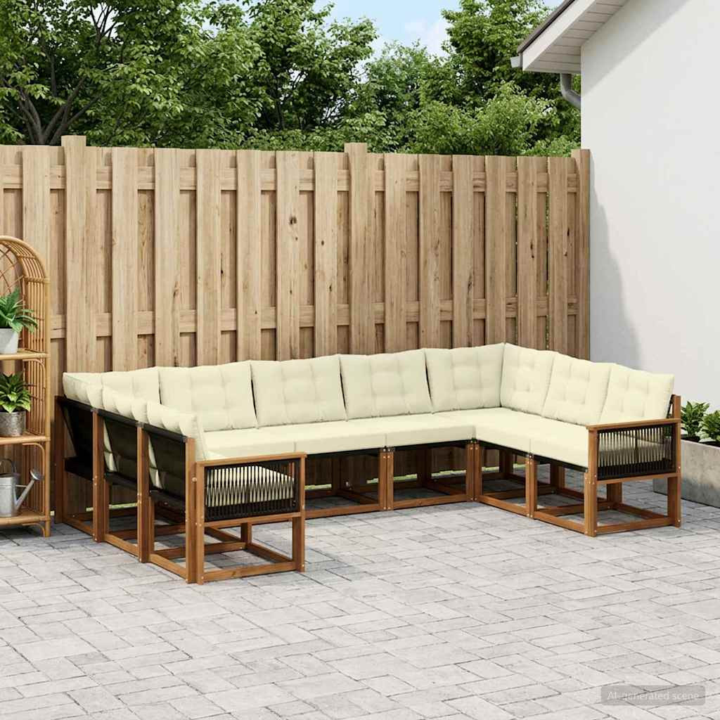 vidaXL Outdoor-Sofagarnitur mit Kissen 9 pcs Natur und Creme