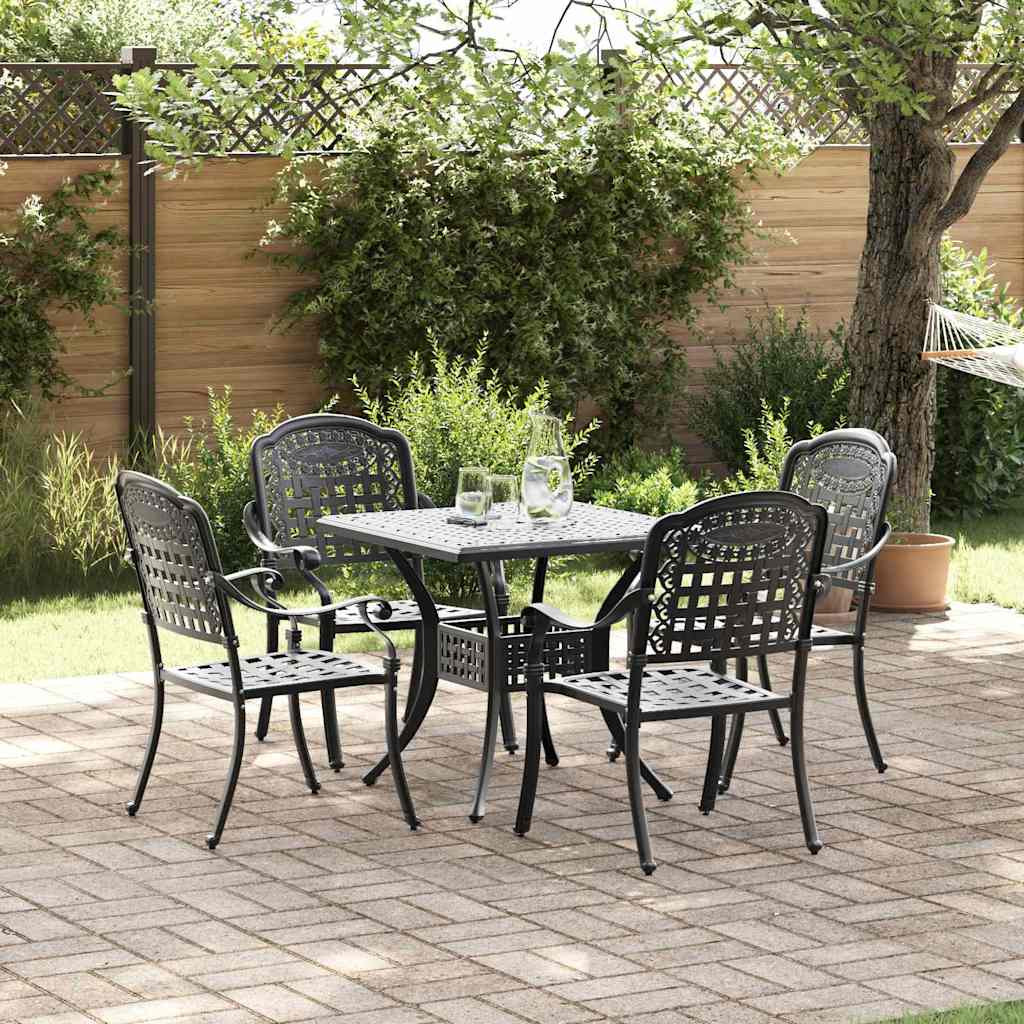 vidaXL Gartentisch Set 5 pcs Schwarz Gussaluminium