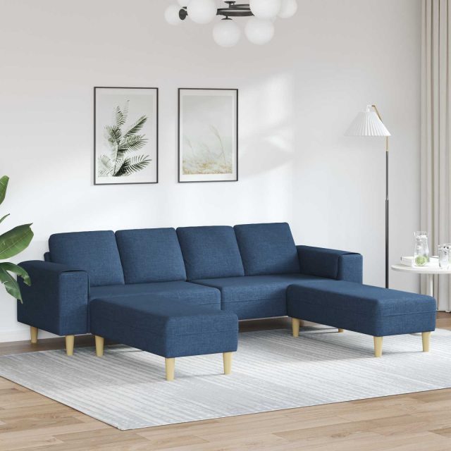 vidaXL Wohnzimmer Couch 3 pcs Blau Polyester