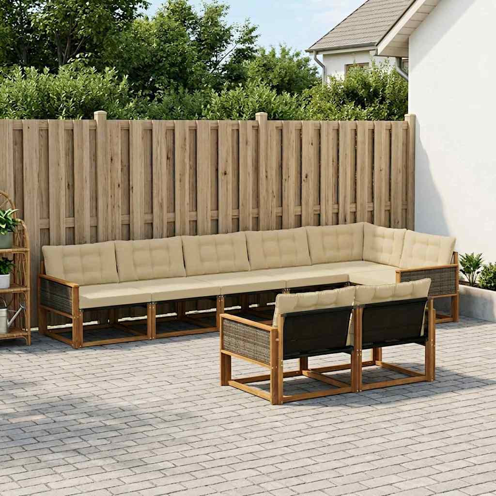 vidaXL Outdoor-Sofagarnitur mit Kissen 8 pcs Natur und Beige
