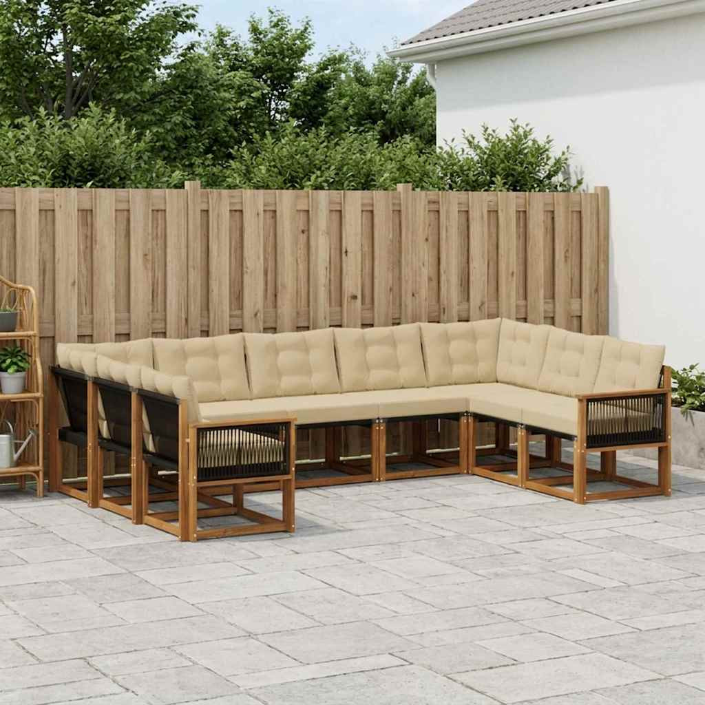 vidaXL Outdoor-Sofagarnitur mit Kissen 9 pcs Natur und Beige