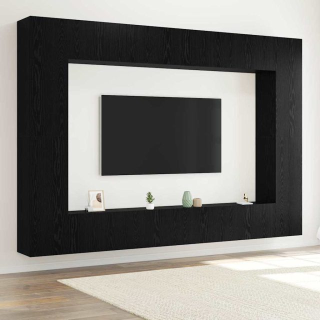 vidaXL TV-Schrankset 8 pcs Schwarz Eichen-Optik 100 x 30 x 30 cm
