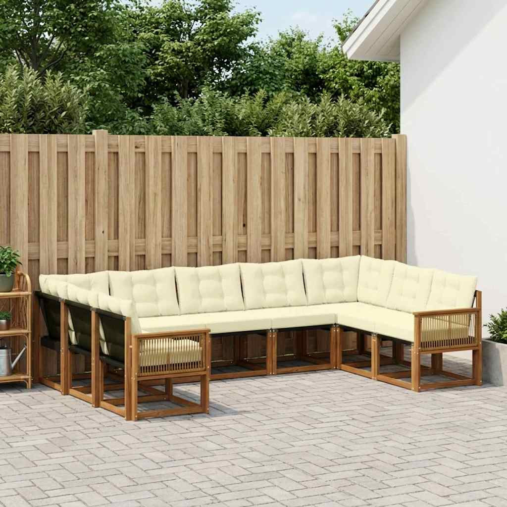 vidaXL Outdoor-Sofagarnitur mit Kissen 9 pcs Natur und Creme
