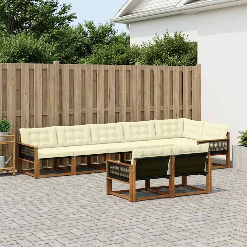 vidaXL Outdoor-Sofagarnitur mit Kissen 8 pcs Natur und Creme