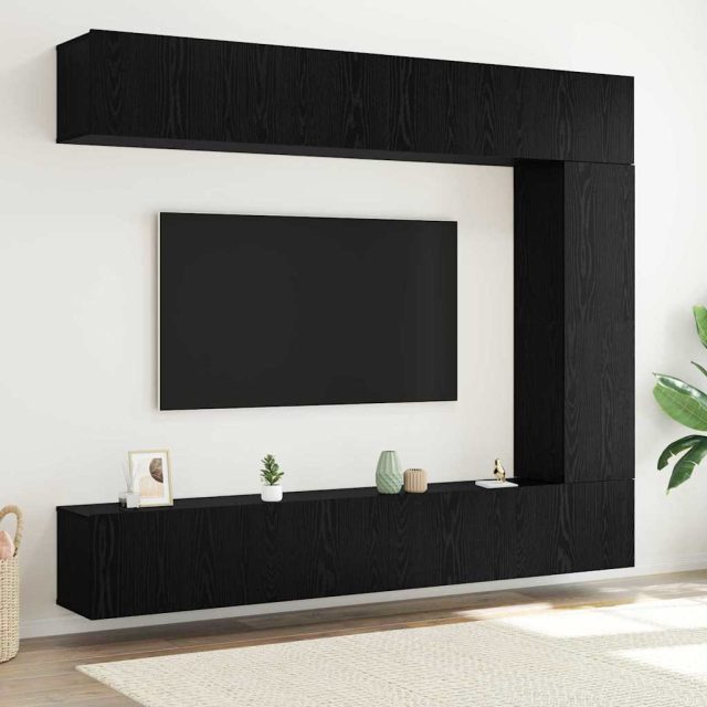 vidaXL TV-Schrankset 5 pcs Schwarz Eichen-Optik Holzwerkstoff