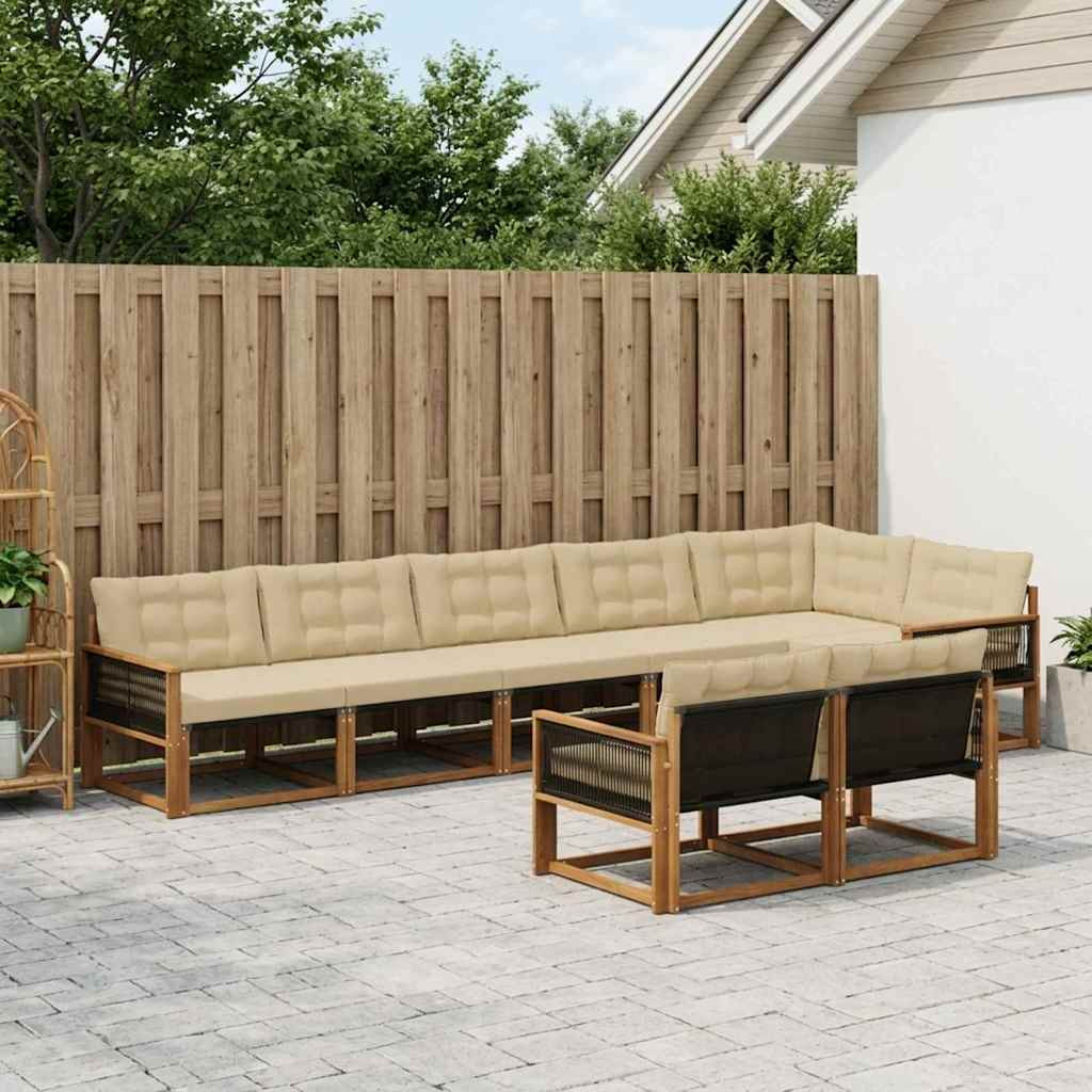 vidaXL Outdoor-Sofagarnitur mit Kissen 8 pcs Natur und Beige