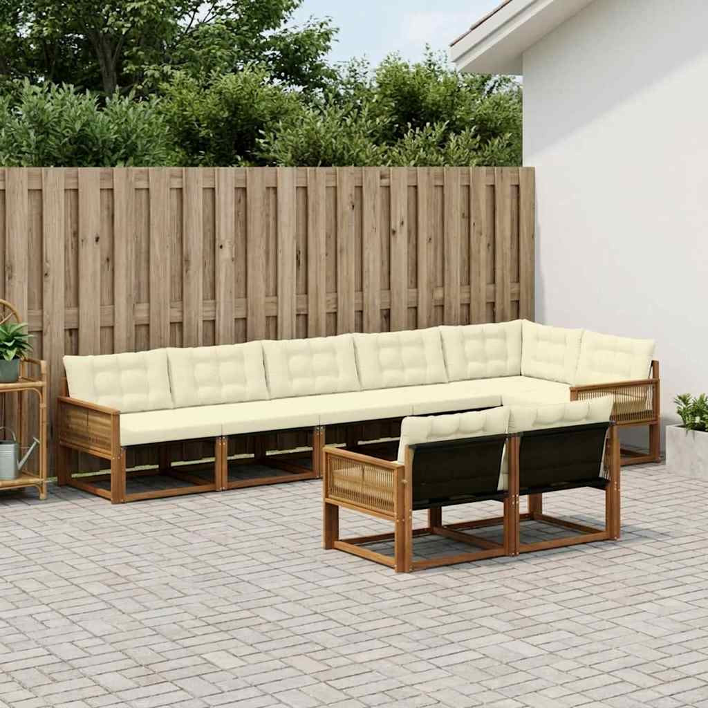 vidaXL Outdoor-Sofagarnitur mit Kissen 8 pcs Natur und Creme