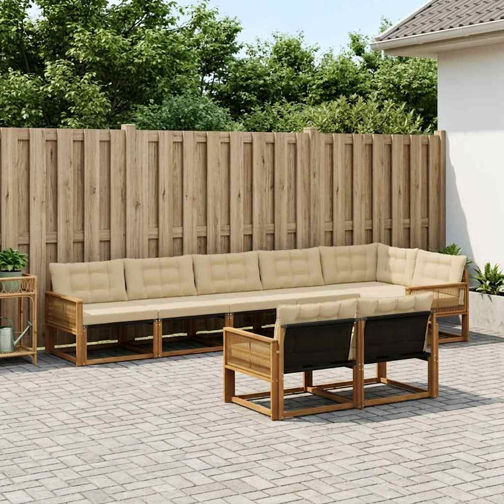 vidaXL Outdoor-Sofagarnitur mit Kissen 8 pcs Natur und Beige