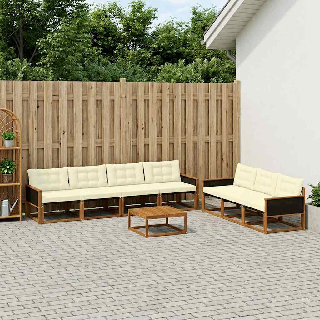 vidaXL Outdoor-Sofagarnitur mit Kissen 8 pcs Natur und Creme