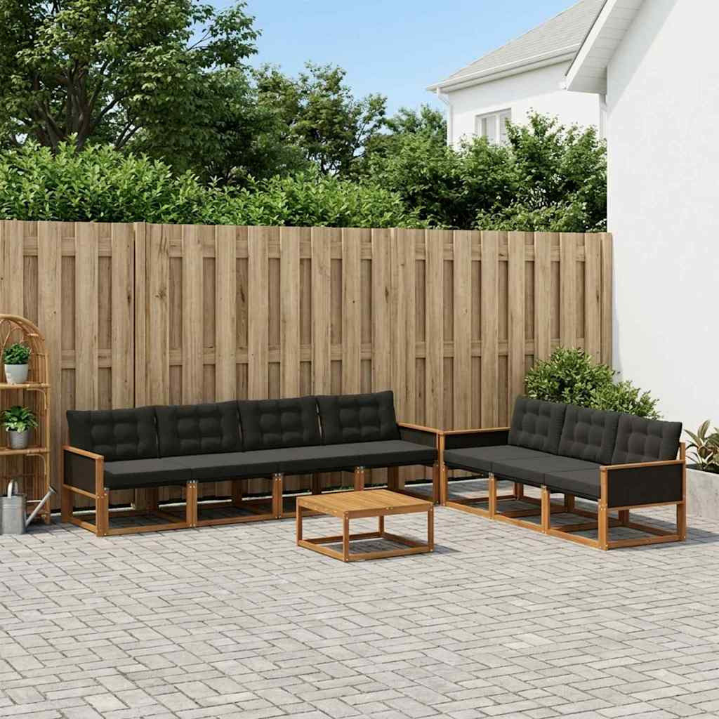 vidaXL Outdoor-Sofagarnitur mit Kissen 8 pcs Natürlich und Schwarz