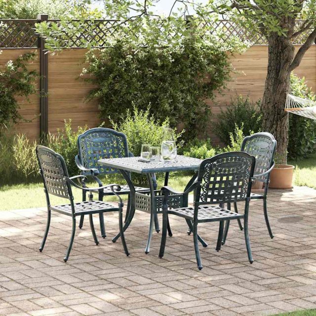 vidaXL Gartentisch Set 5 pcs Grün Gussaluminium