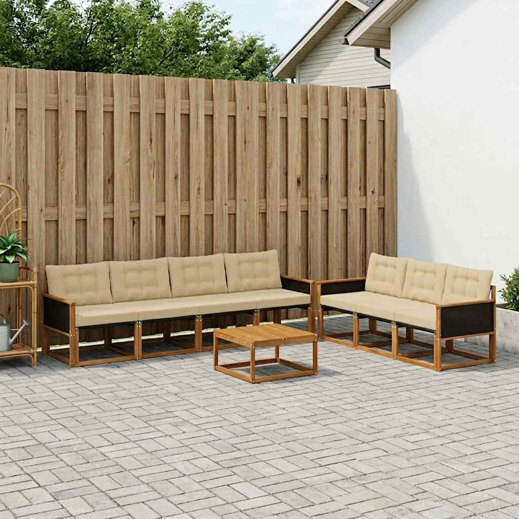 vidaXL Outdoor-Sofagarnitur mit Kissen 8 pcs Natur und Beige