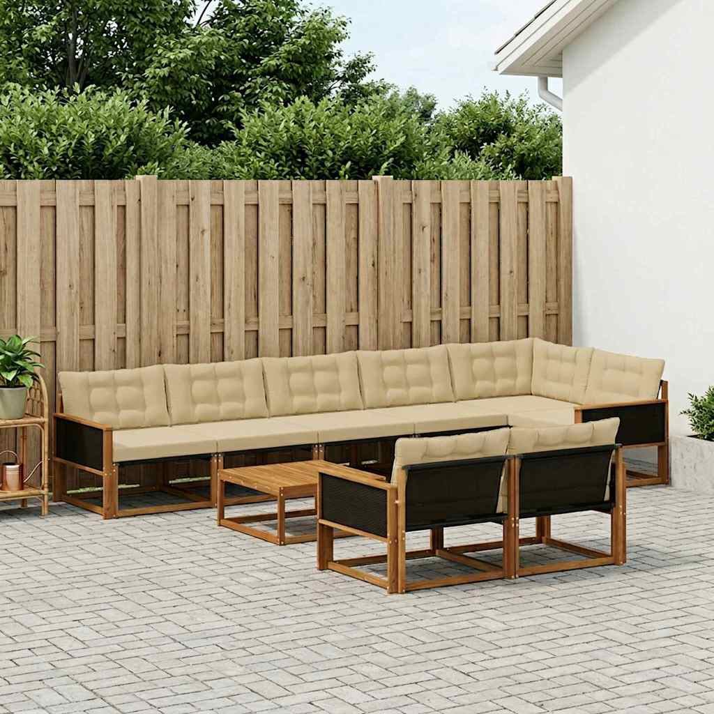 vidaXL Outdoor-Sofagarnitur mit Kissen 9 pcs Natur und Beige
