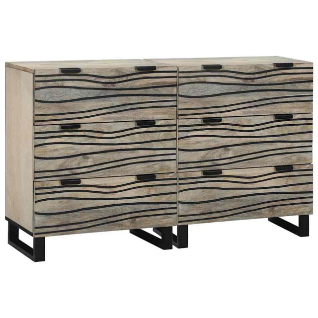 vidaXL Sideboard Set 2 pcs Weiß 120 x 33,5 x 75 cm Massivholz Mango