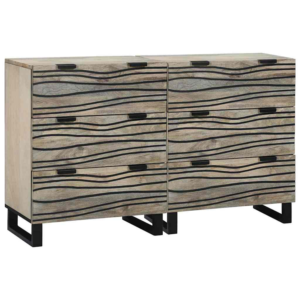 vidaXL Sideboard Set 2 pcs Weiß 120 x 33,5 x 75 cm Massivholz Mango