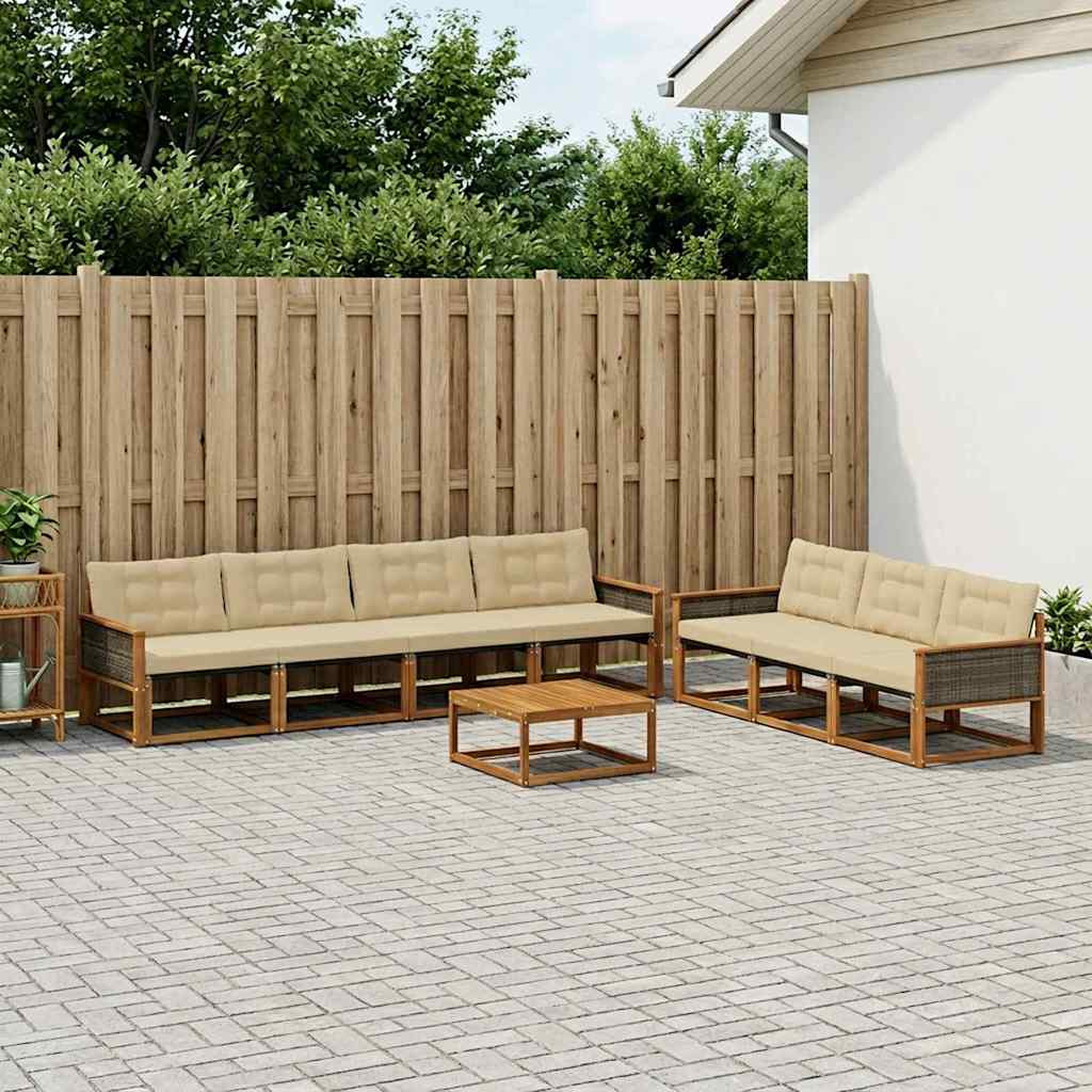 vidaXL Outdoor-Sofagarnitur mit Kissen 8 pcs Natur und Beige