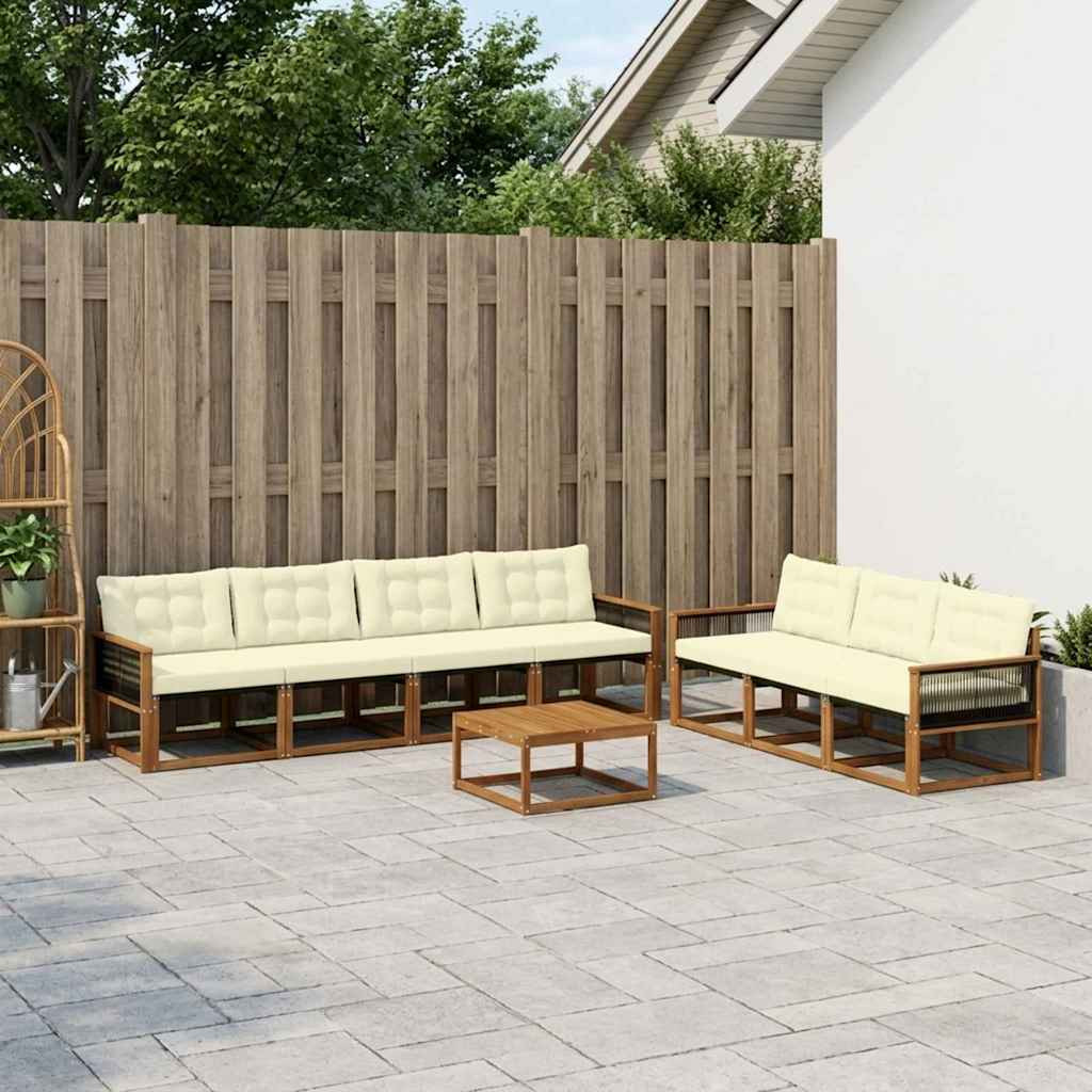 vidaXL Outdoor-Sofagarnitur mit Kissen 8 pcs Natur und Creme