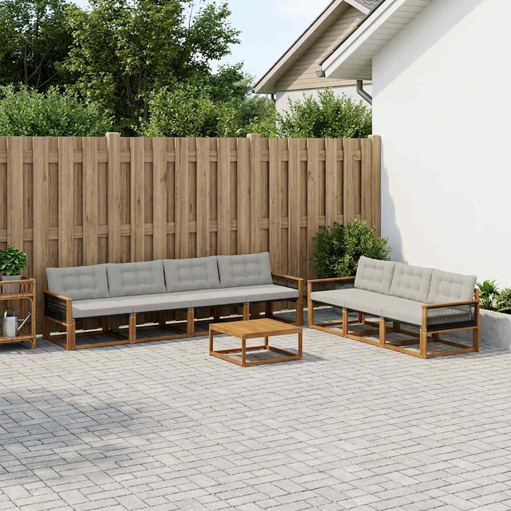 vidaXL Outdoor-Sofagarnitur mit Kissen 8 pcs Natürlich und Hellgrau