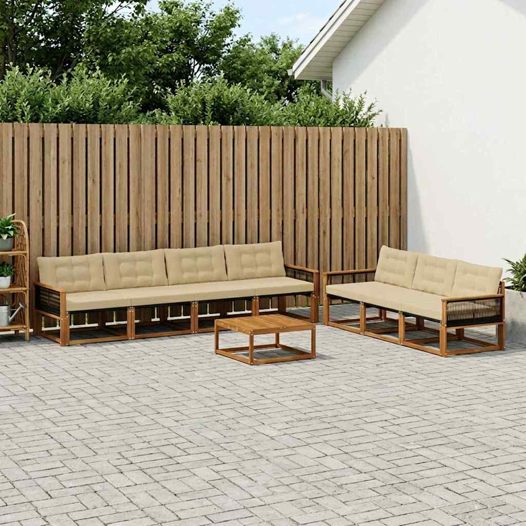 vidaXL Outdoor-Sofagarnitur mit Kissen 8 pcs Natur und Beige