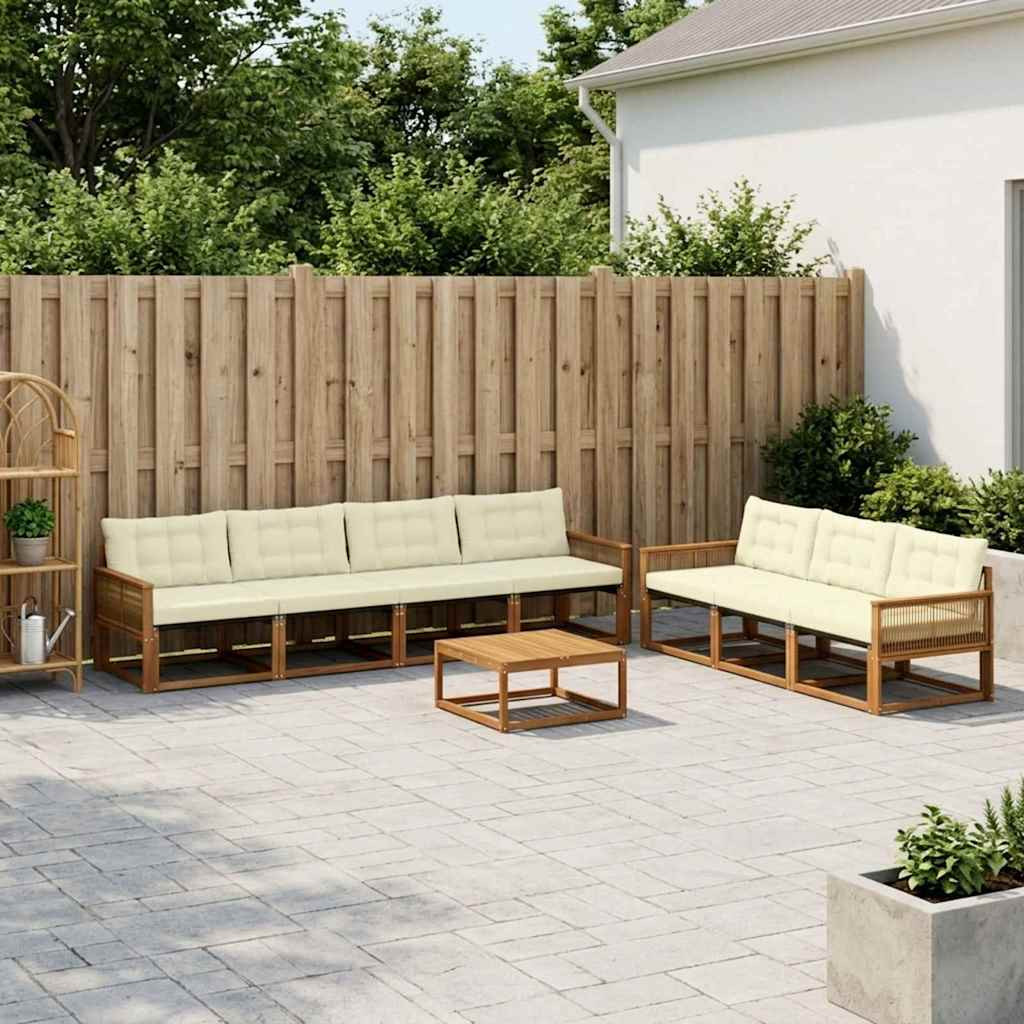 vidaXL Outdoor-Sofagarnitur mit Kissen 8 pcs Natur und Creme