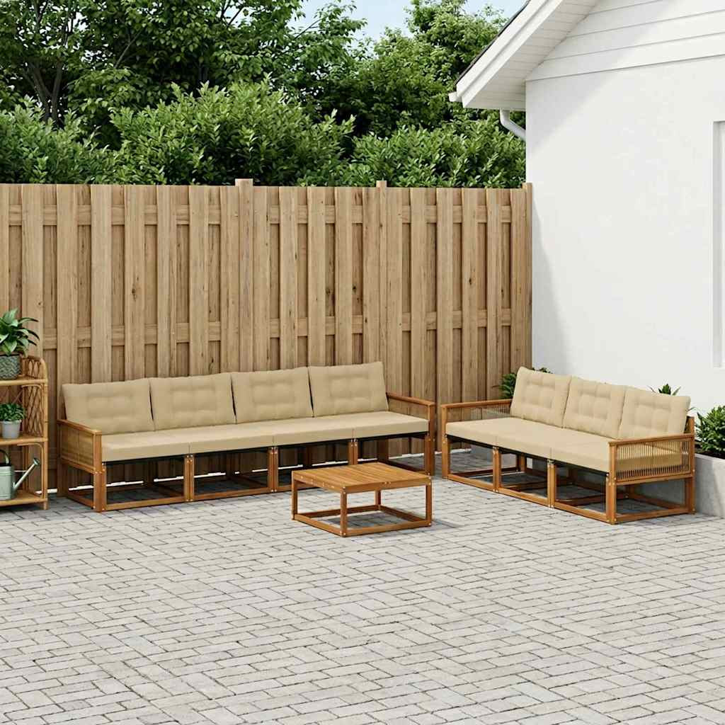 vidaXL Outdoor-Sofagarnitur mit Kissen 8 pcs Natur und Beige