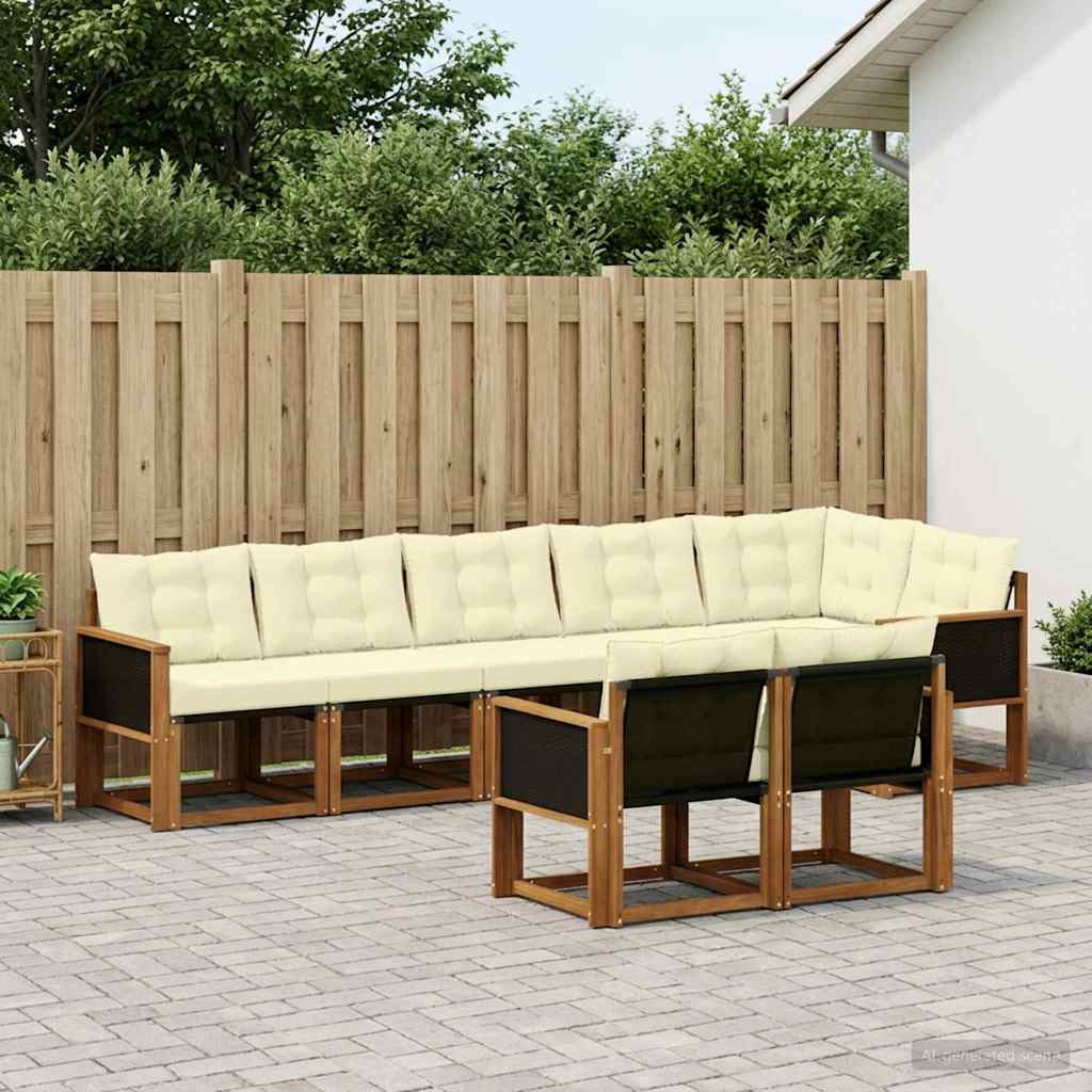 vidaXL Outdoor-Sofagarnitur mit Kissen 8 pcs Natur und Creme