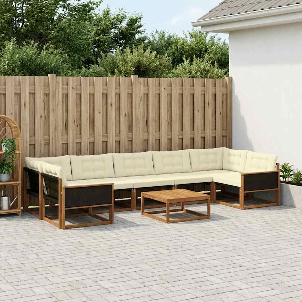 vidaXL Outdoor-Sofagarnitur mit Kissen 8 pcs Natur und Creme