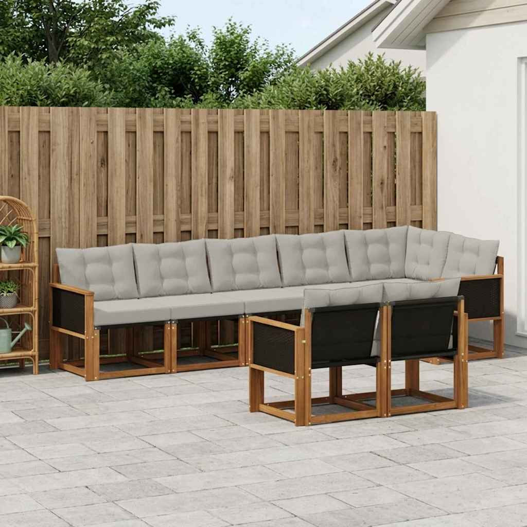 vidaXL Outdoor-Sofagarnitur mit Kissen 8 pcs Natürlich und Hellgrau
